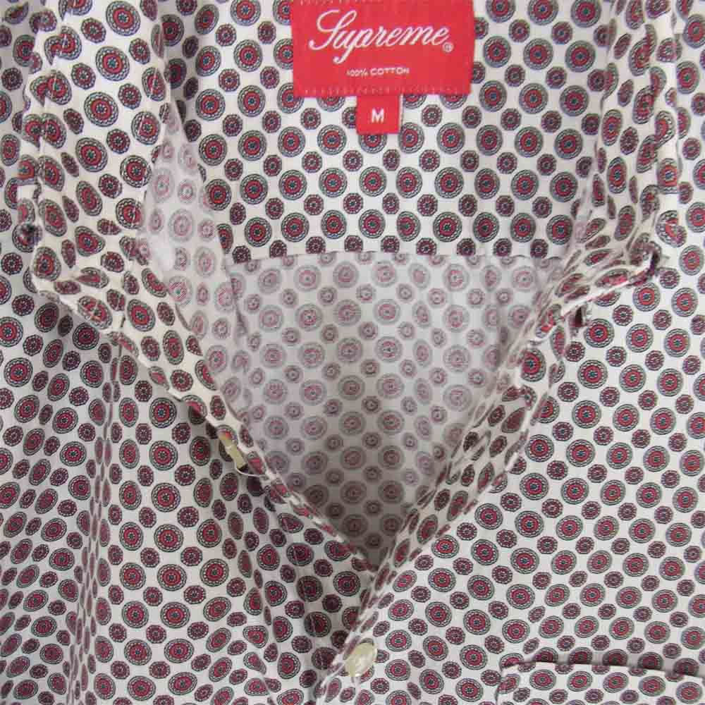 Supreme シュプリーム 15SS foulard shit 小紋柄 半袖 シャツ レッド系 M【中古】