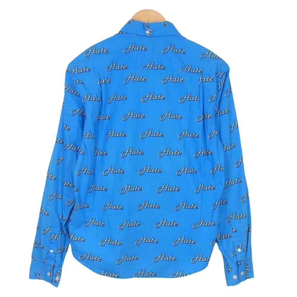 Supreme シュプリーム 13AW hate shirt 総柄 長袖 シャツ ブルー系 S【中古】