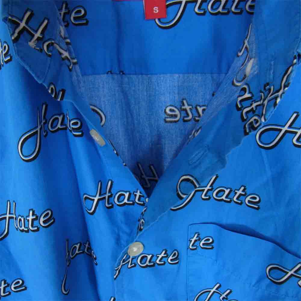 Supreme シュプリーム 13AW hate shirt 総柄 長袖 シャツ ブルー系 S【中古】