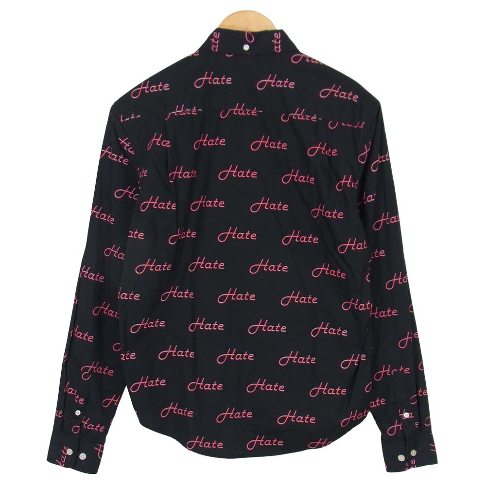Supreme シュプリーム 13AW hate shirt 総柄 長袖 シャツ ブラック系 S【中古】