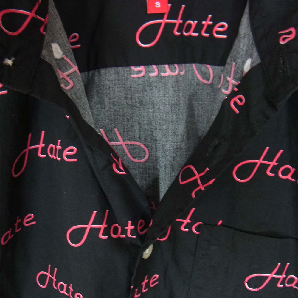 Supreme シュプリーム 13AW hate shirt 総柄 長袖 シャツ ブラック系 S【中古】