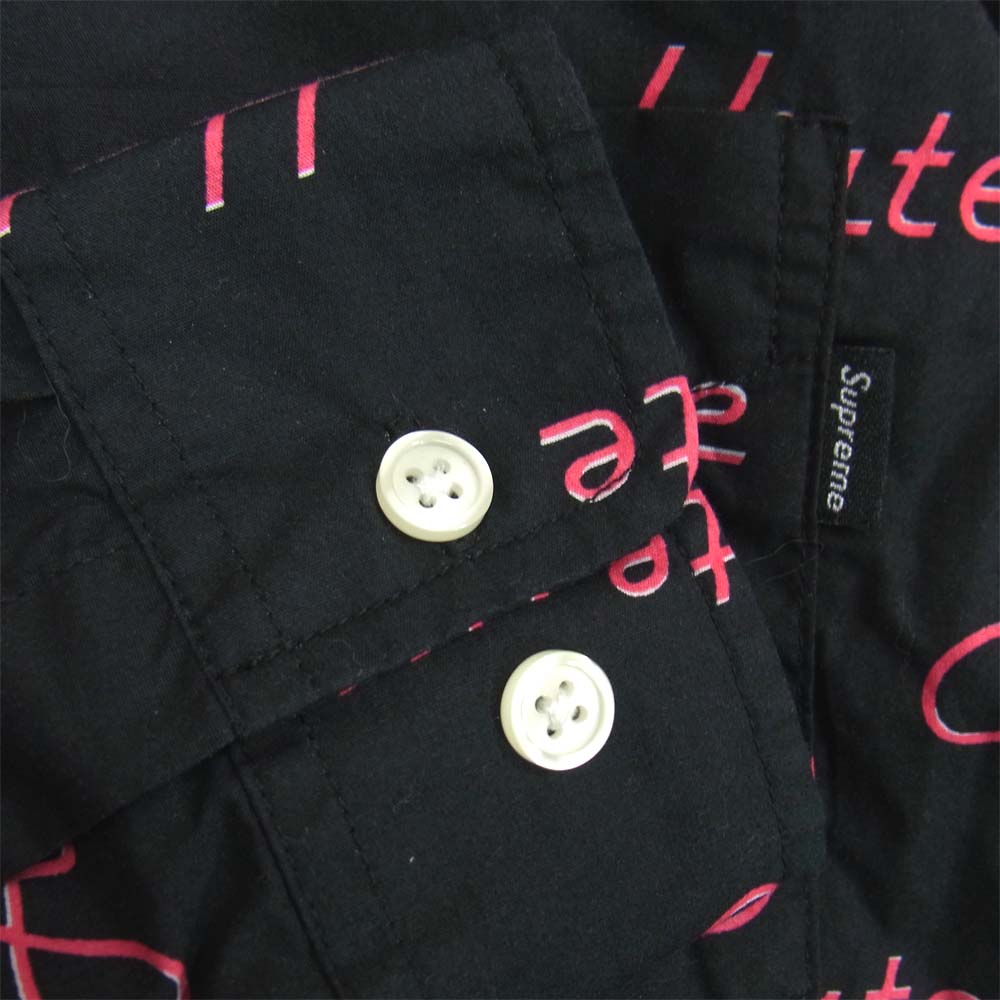 Supreme シュプリーム 13AW hate shirt 総柄 長袖 シャツ ブラック系 S【中古】