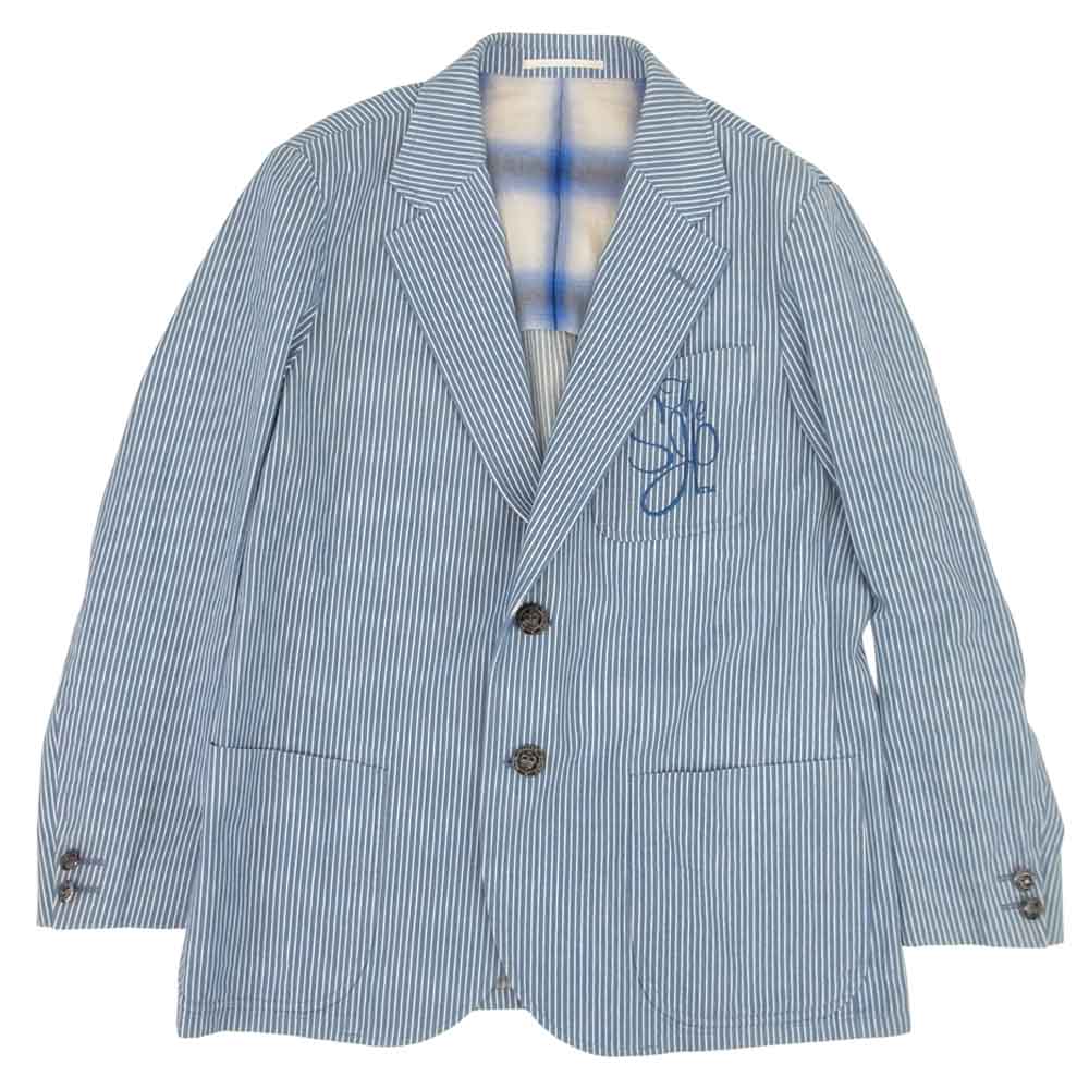 The Stylist Japan ザスタイリストジャパン ストライプ フォーピース セットアップ ジャケット ベスト パンツ ショーツ セット ライトブルー系 M【中古】