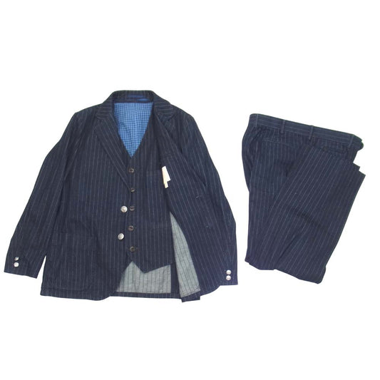 The Stylist Japan ザスタイリストジャパン ストライプ デニム スリーピース セットアップ スーツ ネイビー系 M【中古】