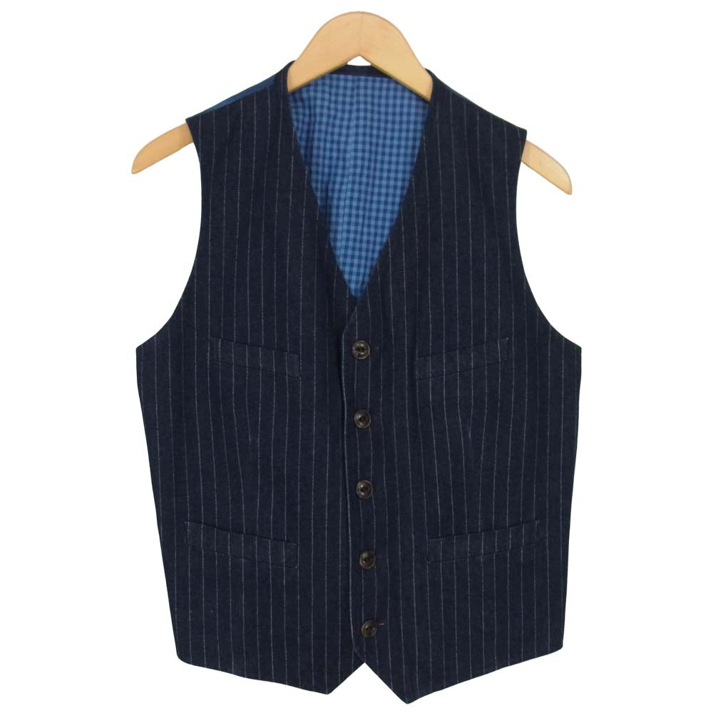 The Stylist Japan ザスタイリストジャパン ストライプ デニム スリーピース セットアップ スーツ ネイビー系 M【中古】