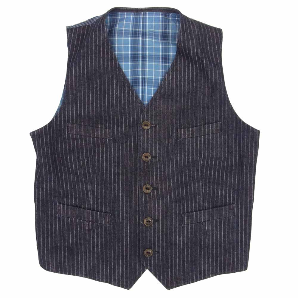 The Stylist Japan ザスタイリストジャパン ストライプ デニム スリーピース セットアップ スーツ インディゴブルー系 ボーダー M【中古】