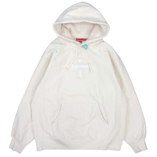 Supreme シュプリーム 20AW Cross Box Logo Hooded Sweat Shirt クロス ボックス ロゴ パーカー オフホワイト系 L【美品】【中古】