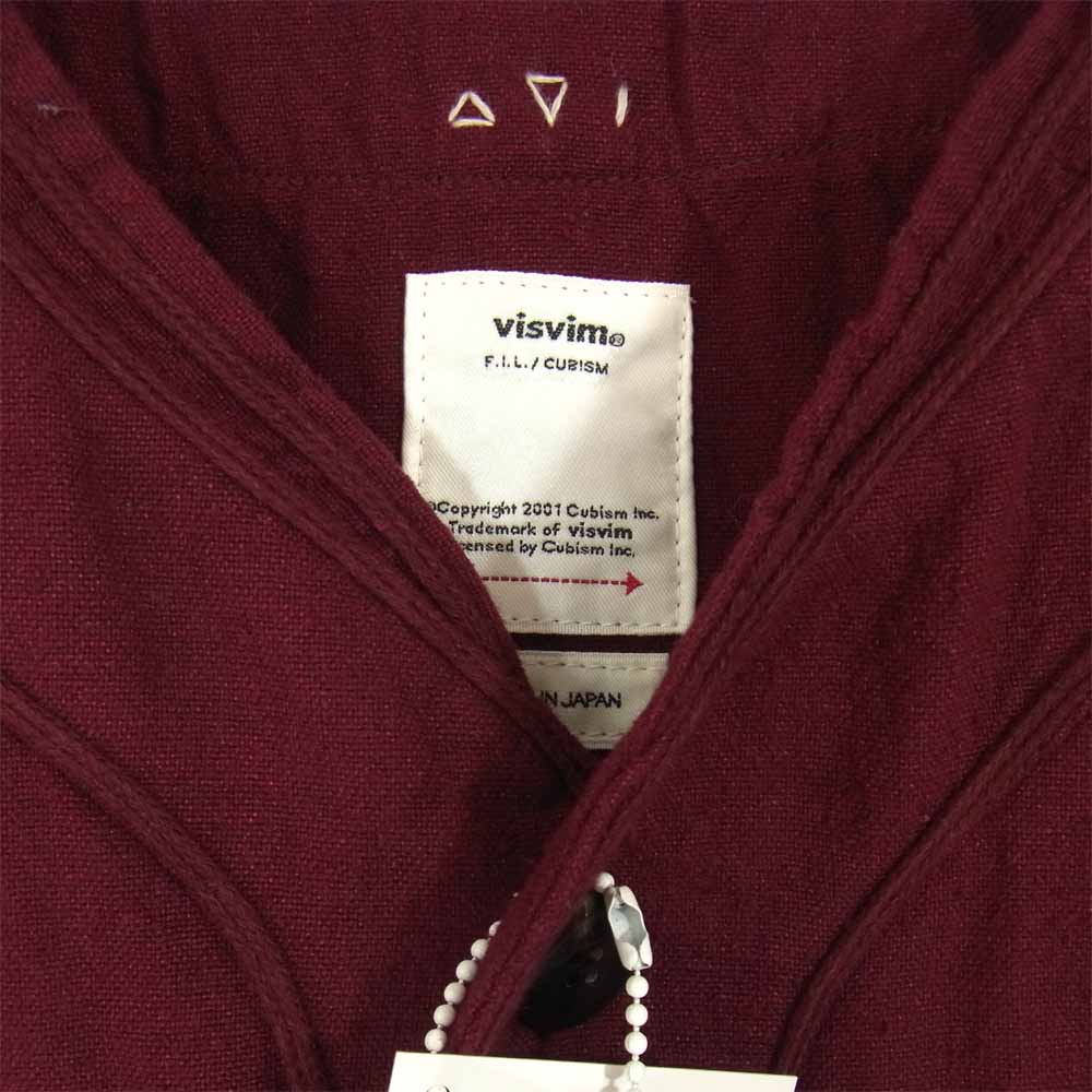 VISVIM ビズビム 119105011013 DUGOUT SHIRT L/S タグアウト シャツ エンジ系 2【中古】