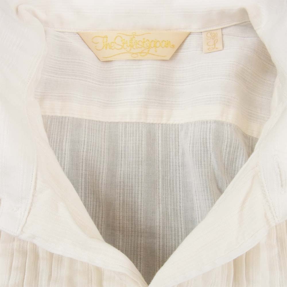 The Stylist Japan ザスタイリストジャパン STRIPE WING COLLAR SHIRT ストライプ ウイング カラー シャツ ホワイト系 L【中古】