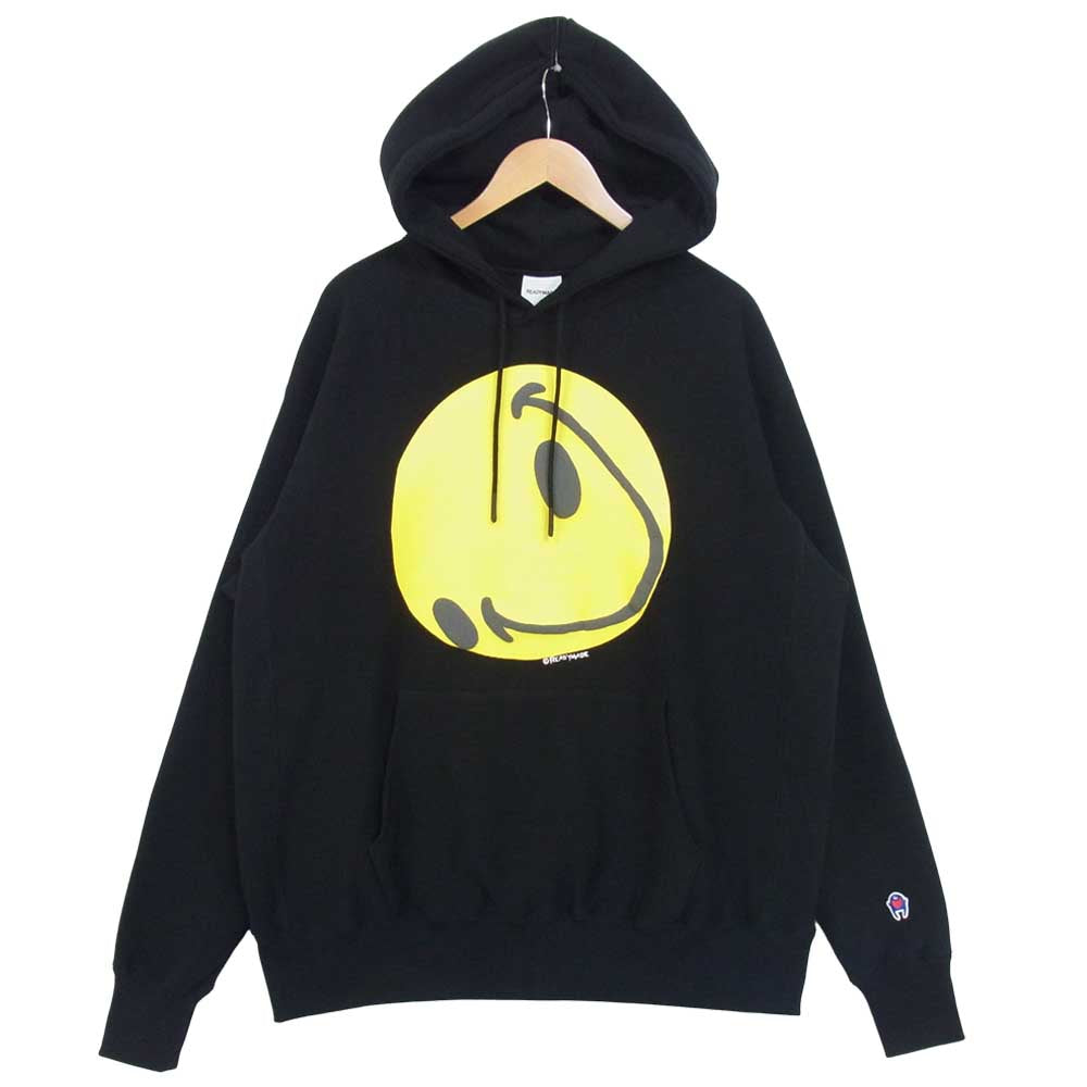 レディメイド 21SS COLLAPSED FACE HOODIE スマイル スウェット パーカ ブラック系 L【極上美品】【中古】