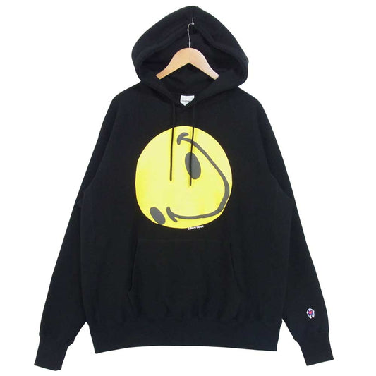 レディメイド 21SS COLLAPSED FACE HOODIE スマイル スウェット パーカ ブラック系 L【極上美品】【中古】
