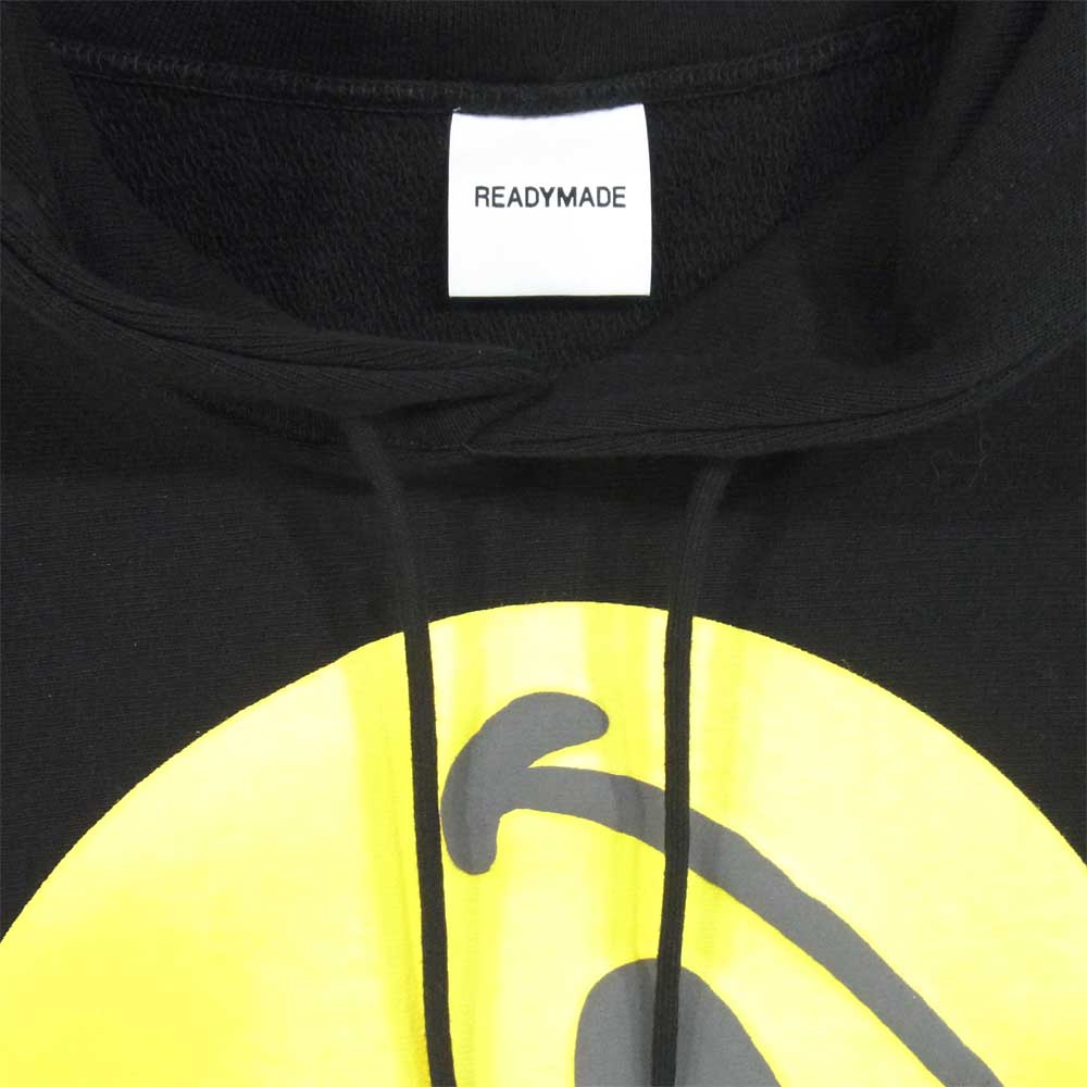 レディメイド 21SS COLLAPSED FACE HOODIE スマイル スウェット パーカ ブラック系 L【極上美品】【中古】
