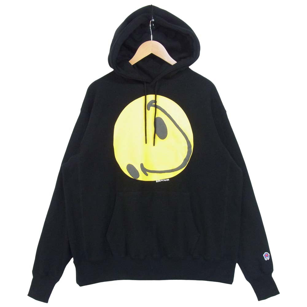 レディメイド 21SS COLLAPSED FACE HOODIE スマイル スウェット パーカ ブラック系 M【極上美品】【中古】