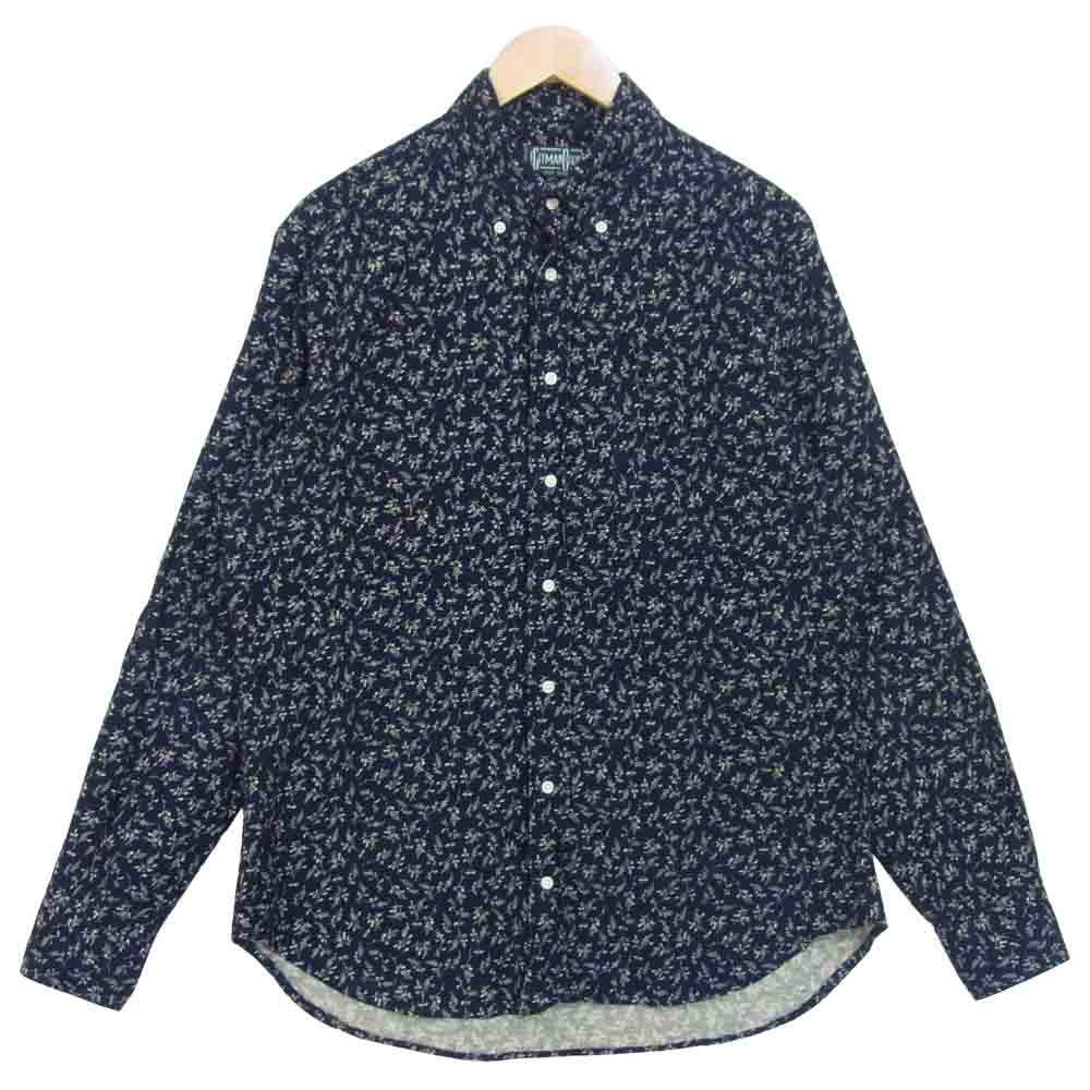 ギットマンブラザーズ 花柄 コーデュロイ ボタンダウン シャツ ダークネイビー系 L【中古】