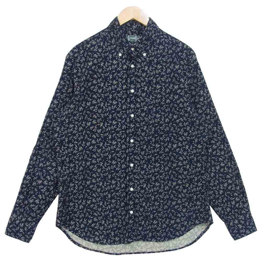 ギットマンブラザーズ 花柄 コーデュロイ ボタンダウン シャツ ダークネイビー系 L【中古】