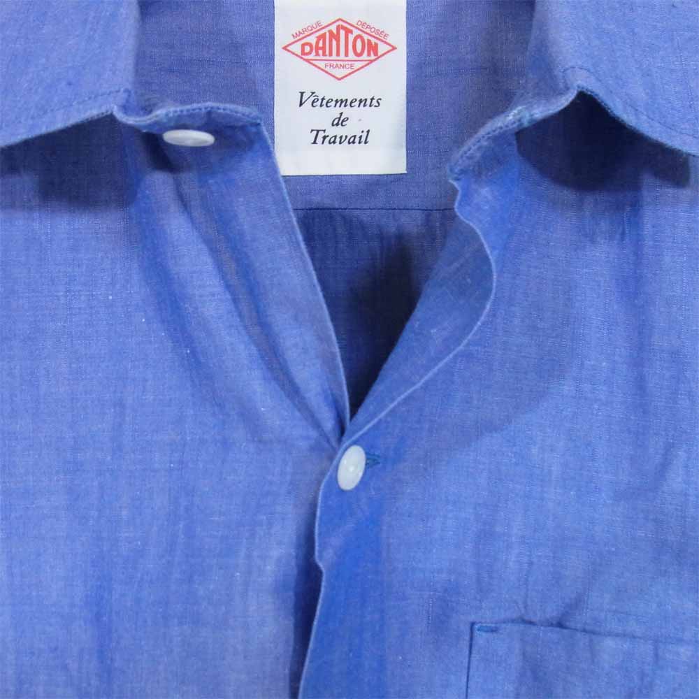Danton ダントン 16S-WS-005 半袖 コットン リネン シャツ 日本製 インディゴブルー系 40【中古】