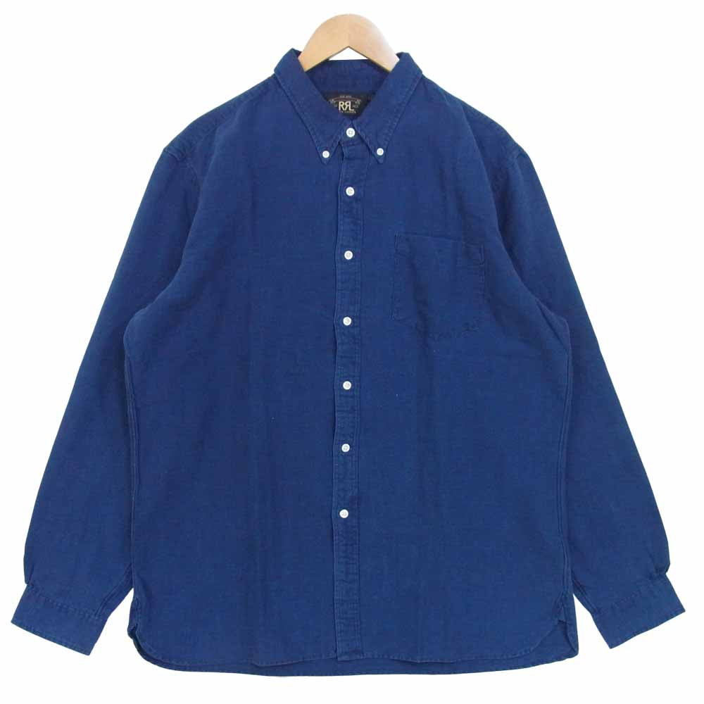 RRL ダブルアールエル ボタンダウン オックスフォード シャツ コットン インディゴブルー系 XL【中古】