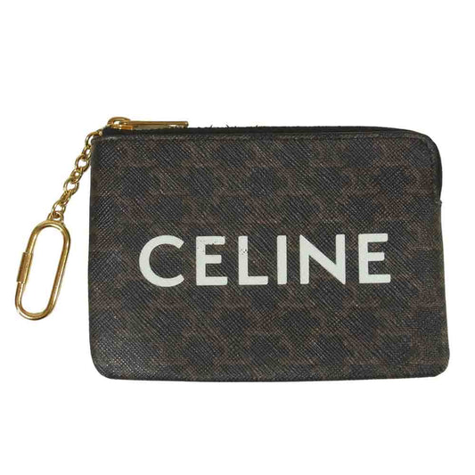 CELINE セリーヌ 21SS W-IE 3199 トリオン ロゴ フック付き コインケース ダークネイビー系【美品】【中古】