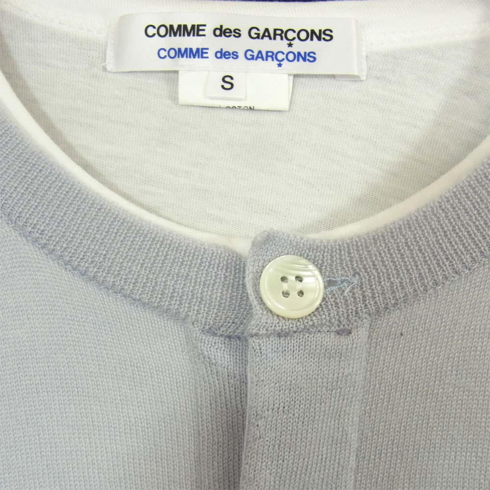 COMME des GARCONS コムデギャルソン コムコム イタリア製 S14T015 カーディガン ドッキング 半袖 カットソー グレー×白 S【中古】