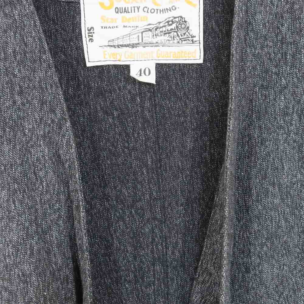 SUGAR CANE シュガーケーン ベスト３ポケット StarDenim ボタン 胸ポケット ブラック系 40【中古】
