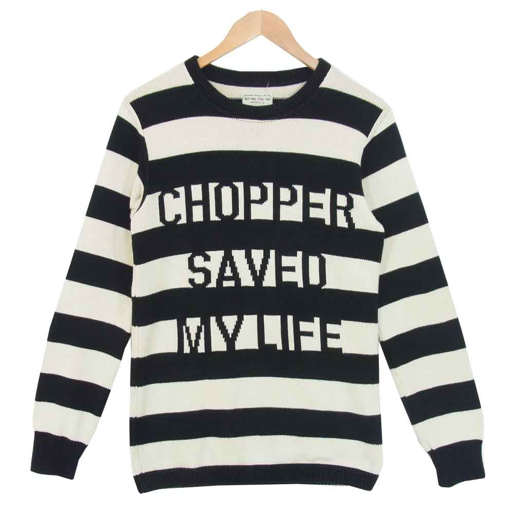 ウエストライド ボーダー ニット CHOPPER SAVED MYLIFE 日本製 ブラック×ベージュ系 38【中古】