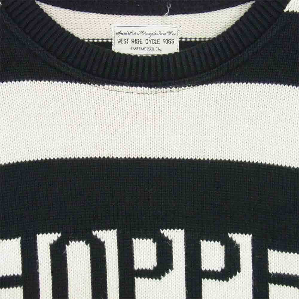 ウエストライド ボーダー ニット CHOPPER SAVED MYLIFE 日本製 ブラック×ベージュ系 38【中古】