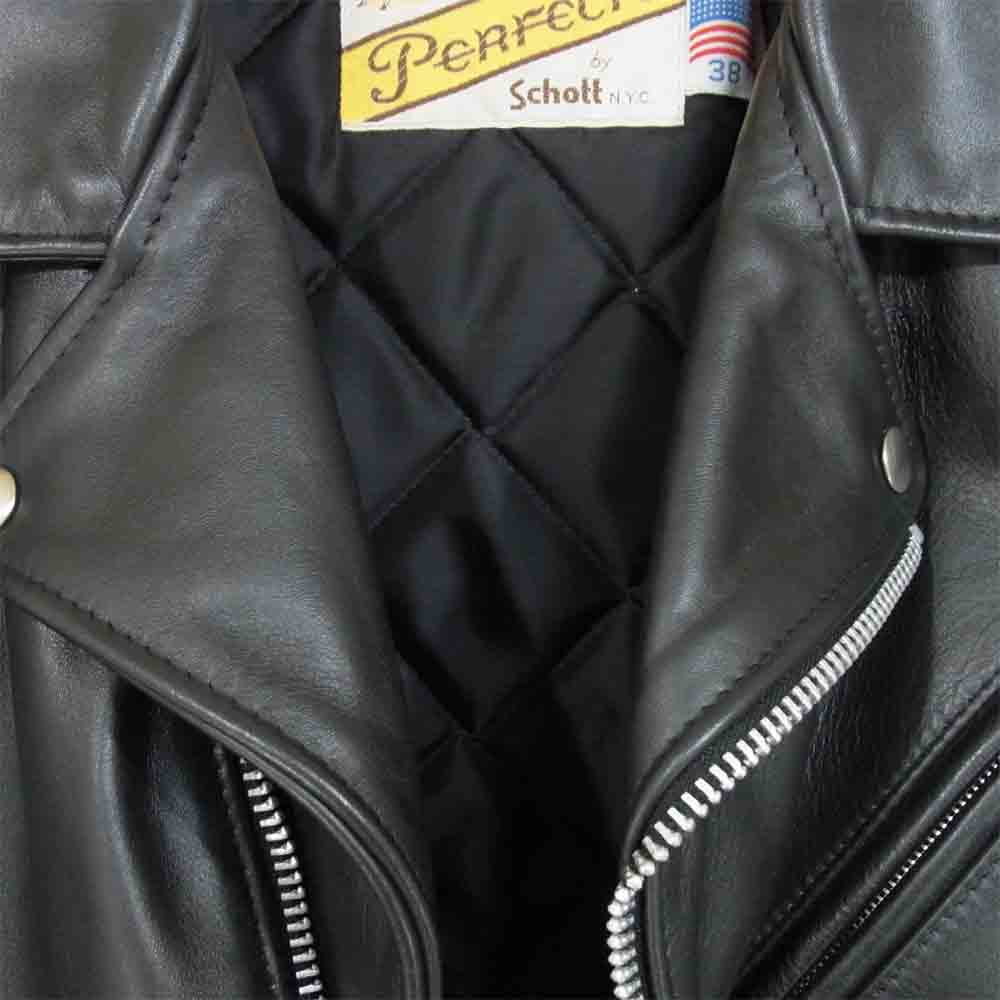 schott ショット 613 ワンスター ダブル ライダース レザー ジャケット USA製 ブラック系 38【中古】