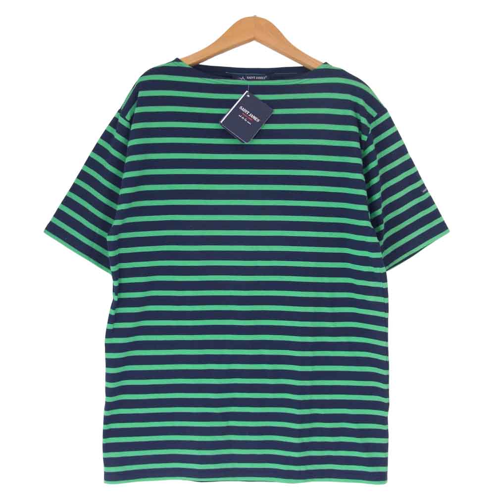 SAINT JAMES セントジェームス PIRIAC A DIVERS ピリアック ボーダーカットソー 紺×緑 T5【新古品】【未使用】【中古】