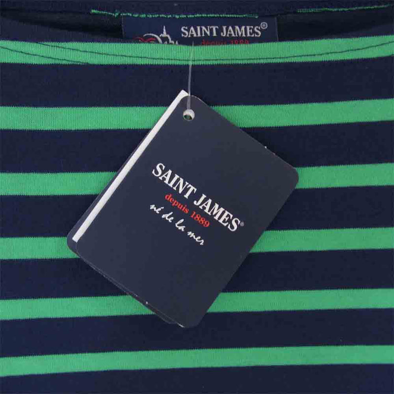 SAINT JAMES セントジェームス PIRIAC A DIVERS ピリアック ボーダーカットソー 紺×緑 T5【新古品】【未使用】【中古】
