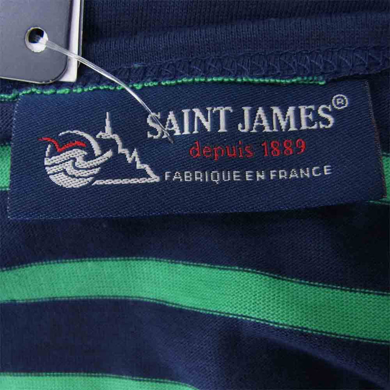 SAINT JAMES セントジェームス PIRIAC A DIVERS ピリアック ボーダーカットソー 紺×緑 T5【新古品】【未使用】【中古】