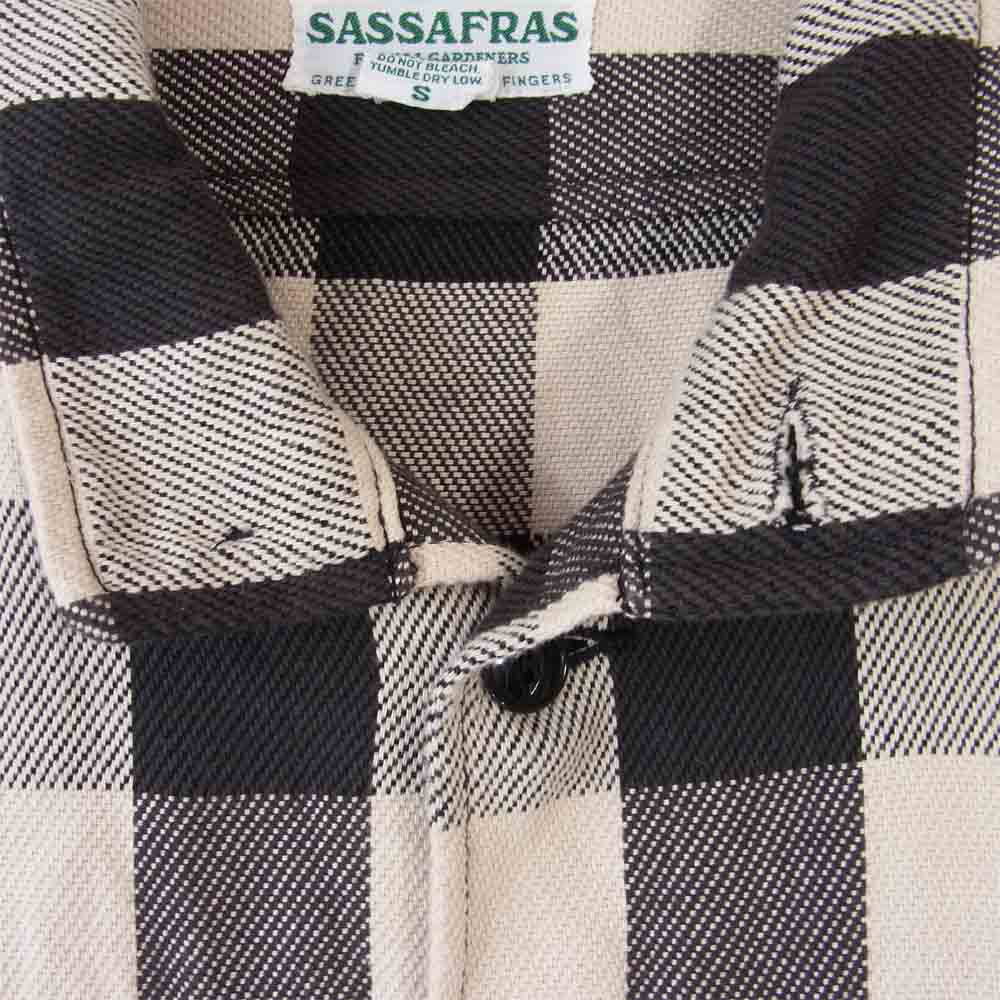 SASAFRAS ササフラス Botanical Eagle Scout Half Heavy Twill ボタニカル イーグル スカウト ハーフ ヘビーツイル チェック シャツ ジャケット 黒×生成り S【中古】