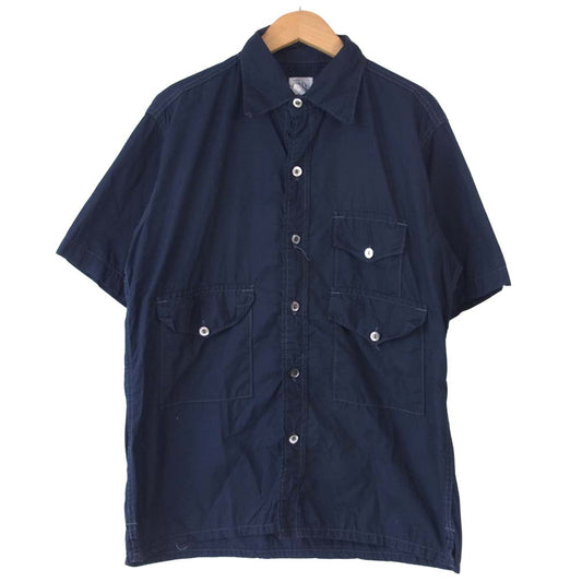 POST OVERALLS ポストオーバーオールズ 半袖 ワーク シャツ ネイビー系 M【中古】