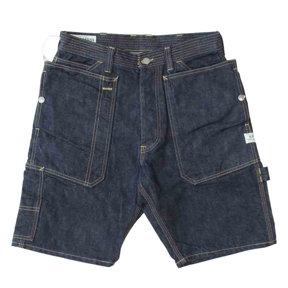 SASAFRAS ササフラス SF-191459 Fall Leaf Gardener Pants 1/2 13.5 oz Denim フォール リーフ ガーデナー デニム ショート パンツ インディゴブルー系 S【新古品】【未使用】【中古】