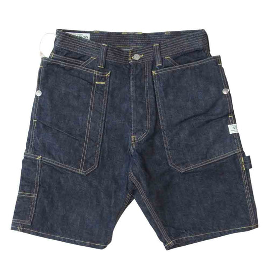 SASAFRAS ササフラス SF-191459 Fall Leaf Gardener Pants 1/2 13.5 oz Denim フォール リーフ ガーデナー デニム ショート パンツ インディゴブルー系 S【新古品】【未使用】【中古】