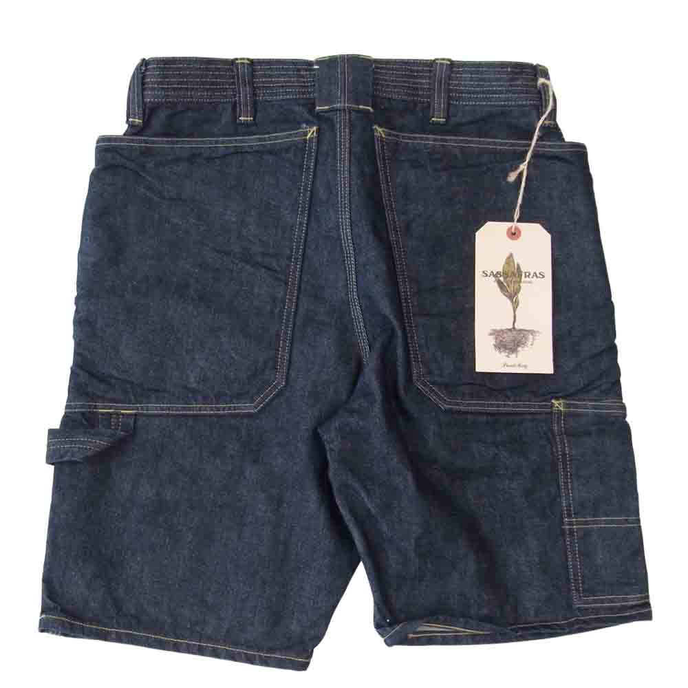 SASAFRAS ササフラス SF-191459 Fall Leaf Gardener Pants 1/2 13.5 oz Denim フォール リーフ ガーデナー デニム ショート パンツ インディゴブルー系 S【新古品】【未使用】【中古】
