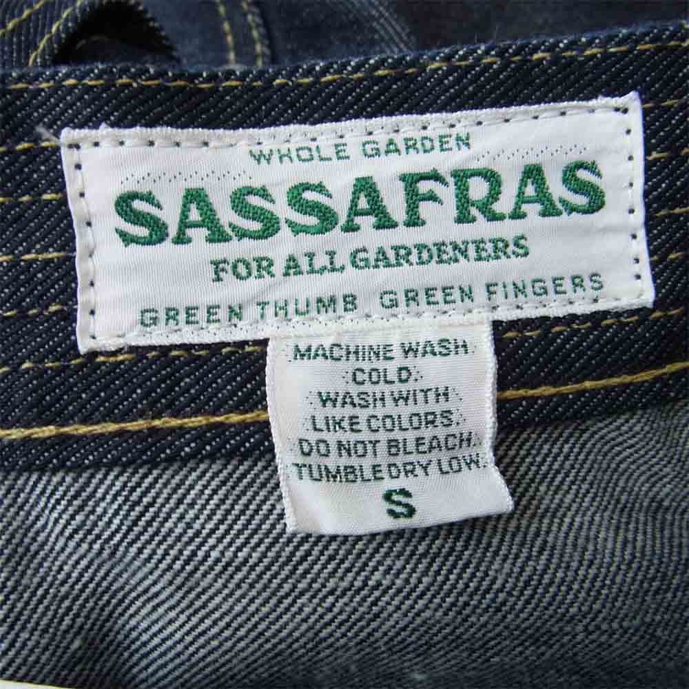 SASAFRAS ササフラス SF-191459 Fall Leaf Gardener Pants 1/2 13.5 oz Denim フォール リーフ ガーデナー デニム ショート パンツ インディゴブルー系 S【新古品】【未使用】【中古】