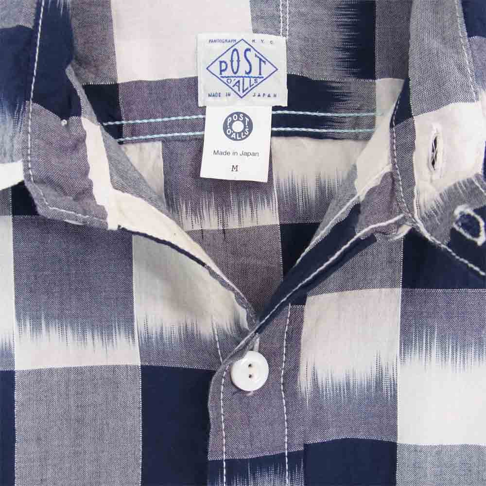 POST OVERALLS ポストオーバーオールズ 1256-1B Cruzer Shirts 2 クルーザー シャツ 白×紺 M【新古品】【未使用】【中古】