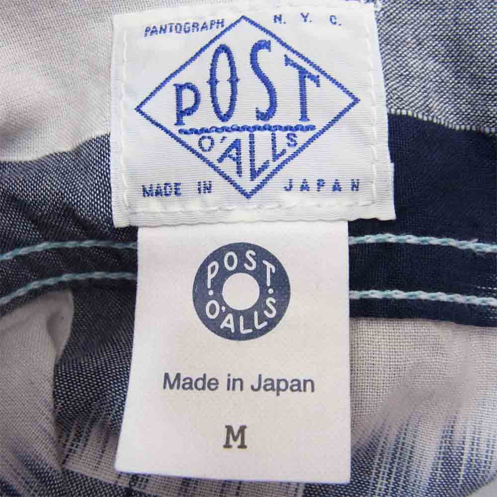 POST OVERALLS ポストオーバーオールズ 1256-1B Cruzer Shirts 2 クルーザー シャツ 白×紺 M【新古品】【未使用】【中古】