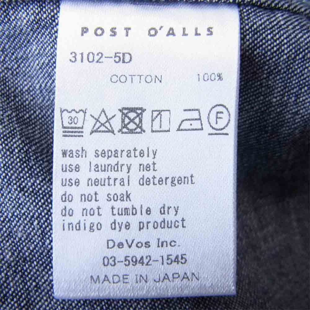 POST OVERALLS ポストオーバーオールズ POST42 ポスト42 5oz Blue Denim デニム ジャケット インディゴブルー系 S【新古品】【未使用】【中古】