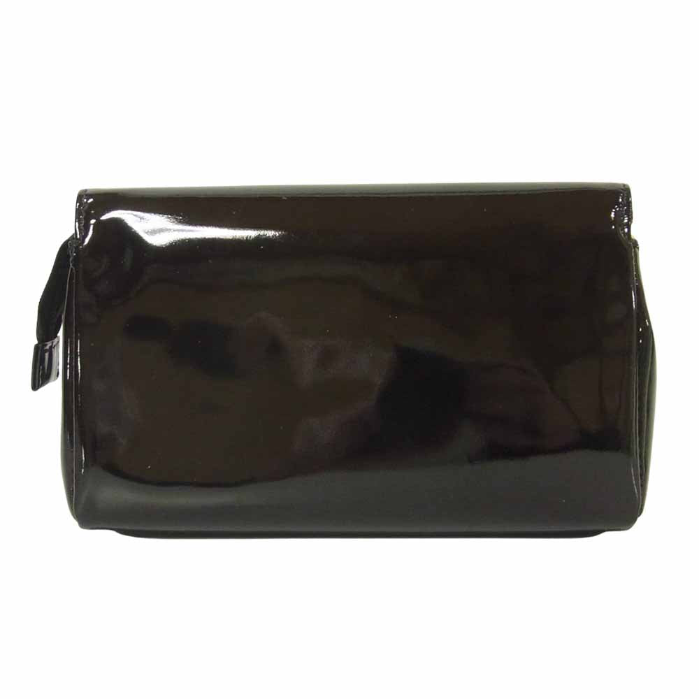 CHANEL シャネル 4889652 エナメル コスメ 化粧 ポーチ イタリア製 ブラック系【中古】