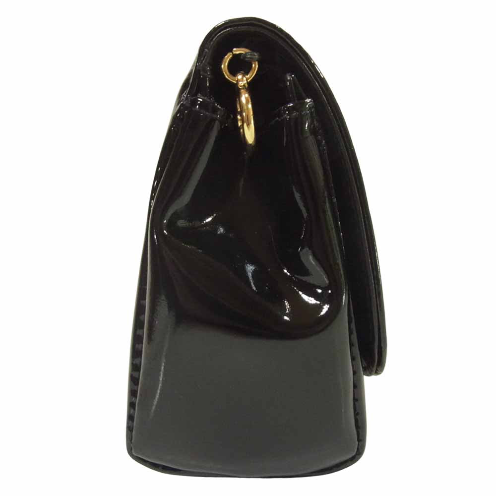 CHANEL シャネル 4889652 エナメル コスメ 化粧 ポーチ イタリア製 ブラック系【中古】