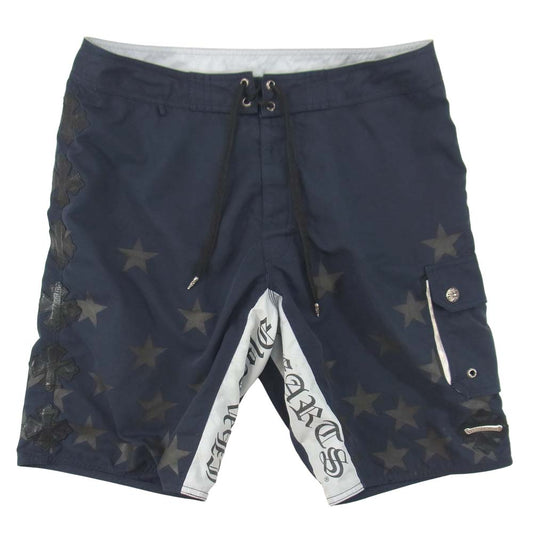 CHROME HEARTS クロムハーツ（原本無） 国内正規品 クロスボール ボタン ハーフ ショート パンツ ネイビー系 34【中古】