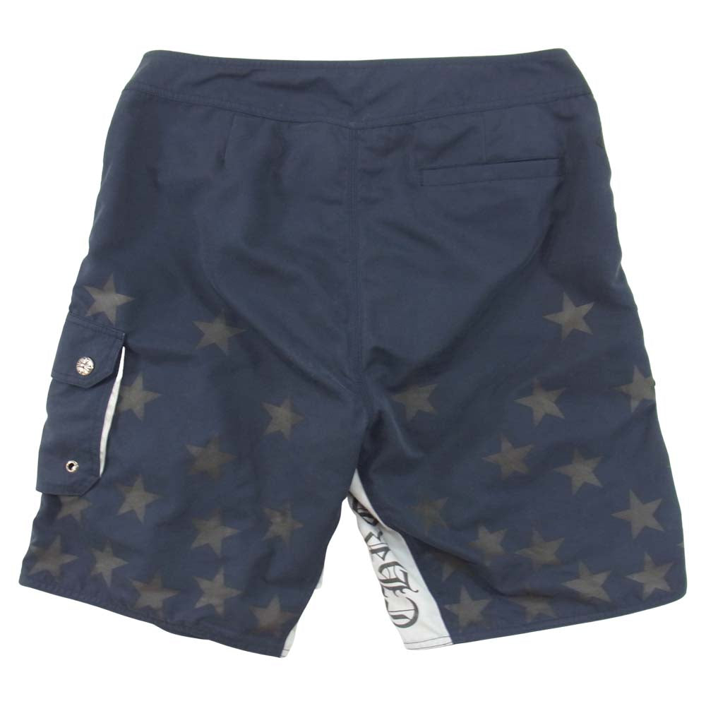 CHROME HEARTS クロムハーツ（原本無） 国内正規品 クロスボール ボタン ハーフ ショート パンツ ネイビー系 34【中古】