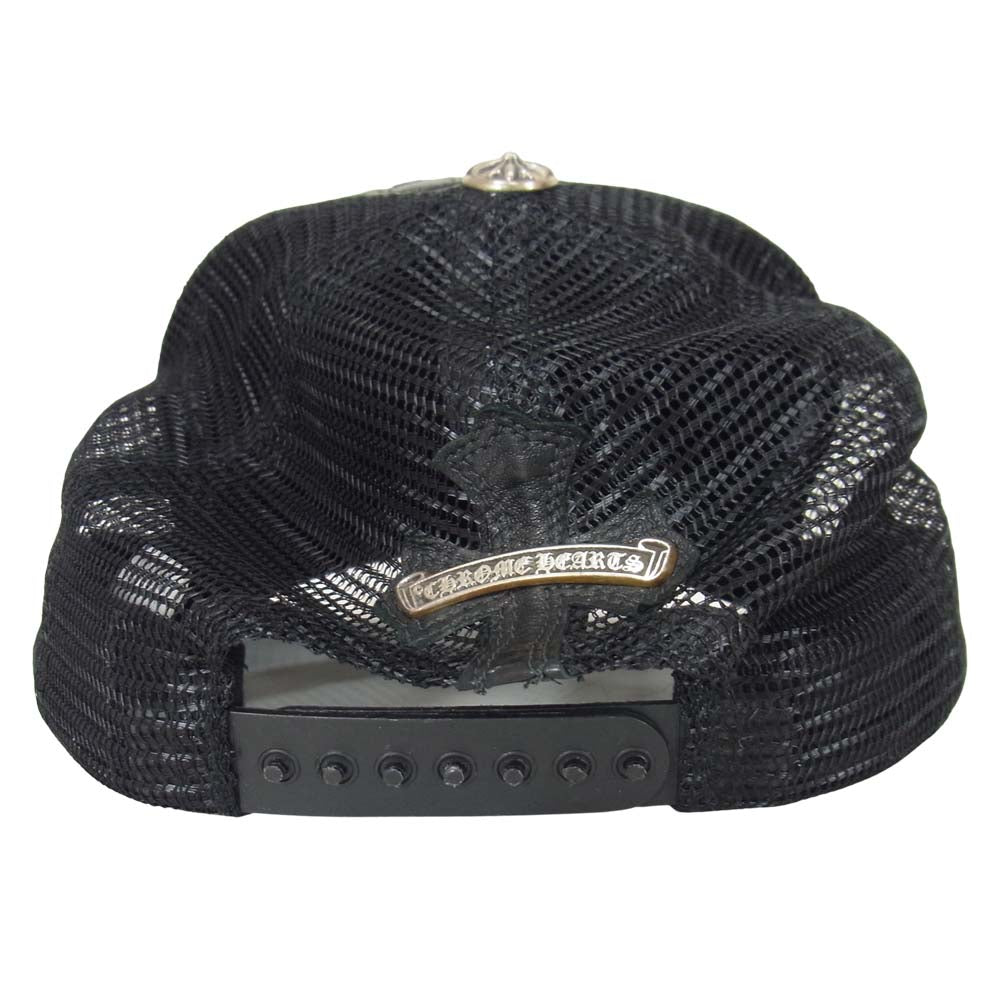 CHROME HEARTS クロムハーツ（原本無） セメタリー クロスパッチ レザー メッシュトラッカー キャップ ブラック系 53～60【中古】