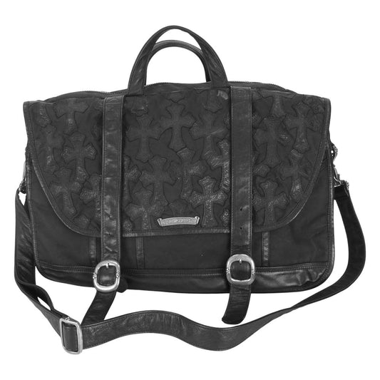CHROME HEARTS クロムハーツ（原本無） メッセンジャー ワックスド コットン セメタリー クロス パッチ 2way ショルダー バッグ ブラック系【中古】