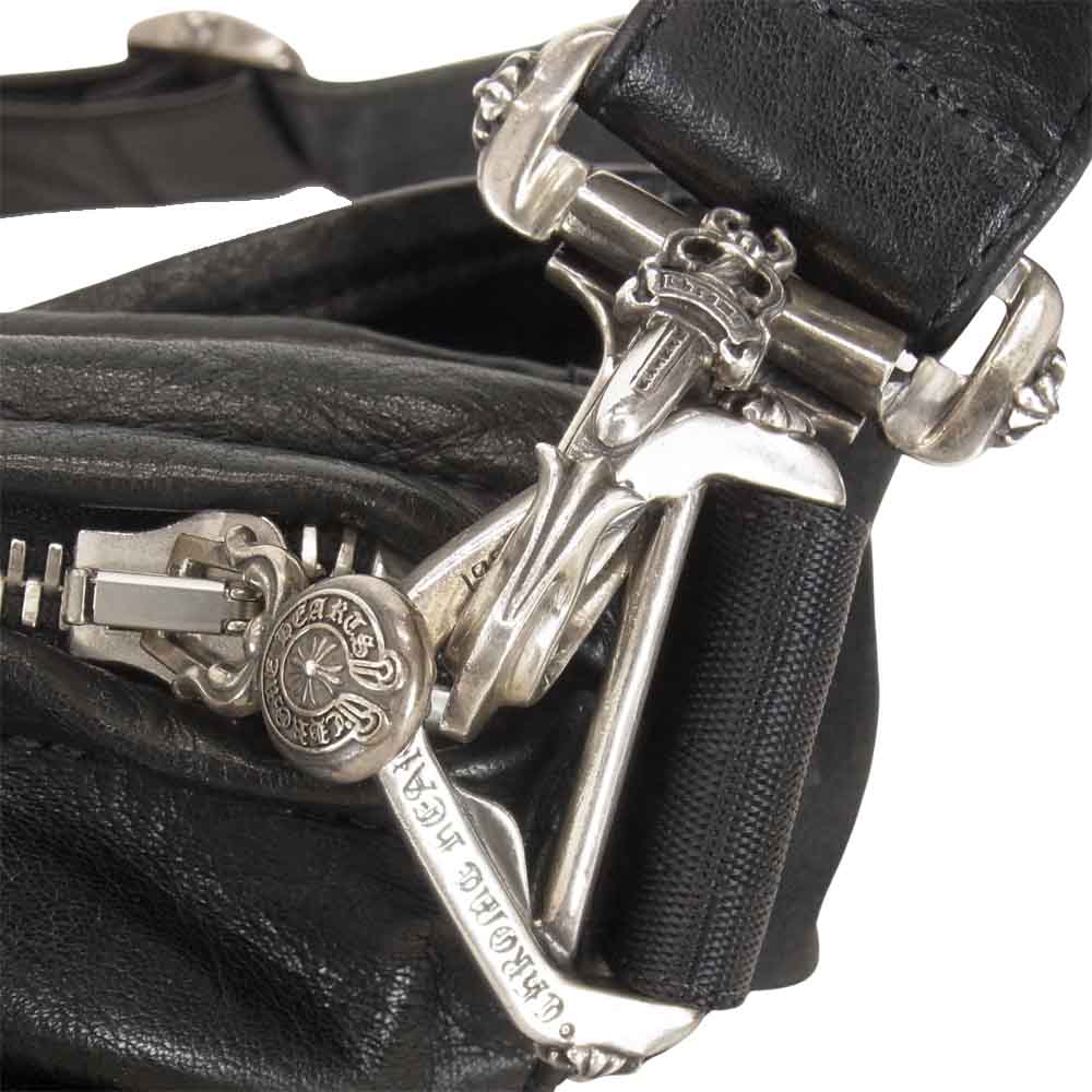 CHROME HEARTS クロムハーツ（原本無） メッセンジャー ワックスド コットン セメタリー クロス パッチ 2way ショルダー バッグ ブラック系【中古】