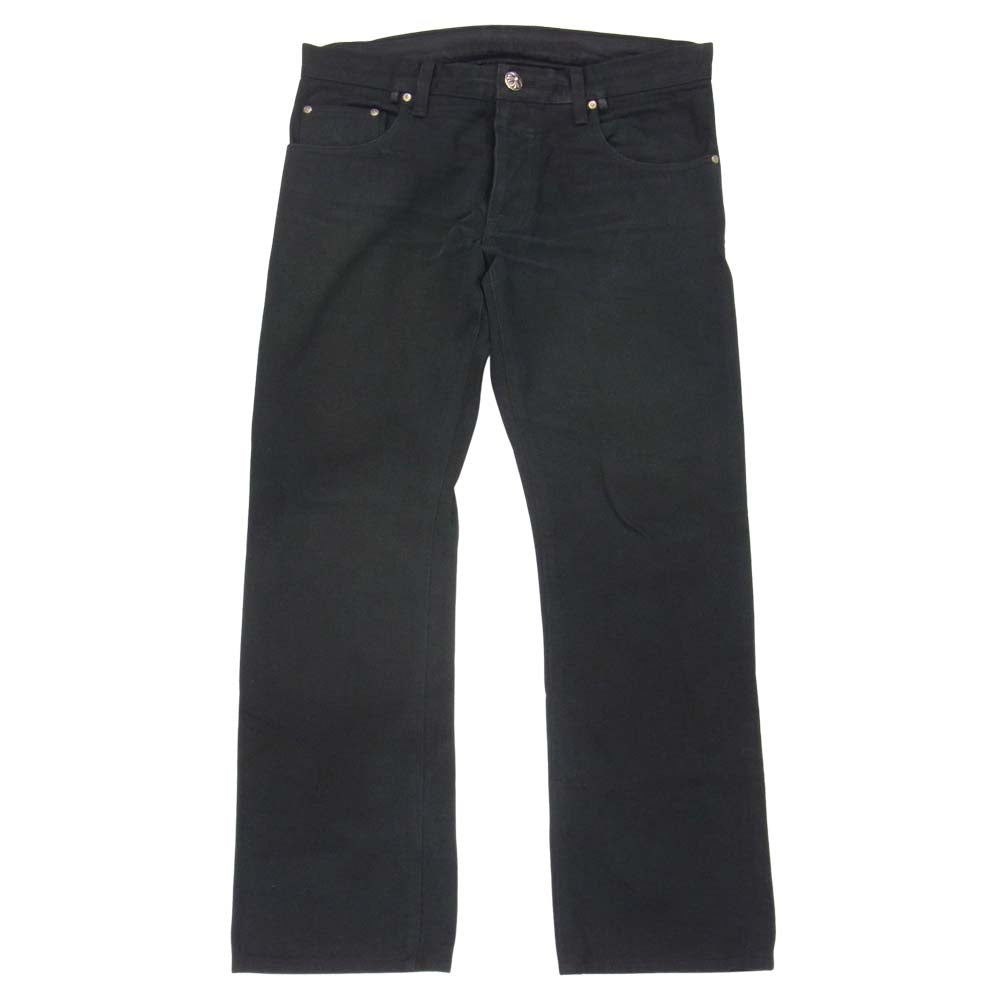 CHROME HEARTS クロムハーツ（原本無） ホースシュー ボタン ストレート デニム パンツ ブラック系 34【中古】