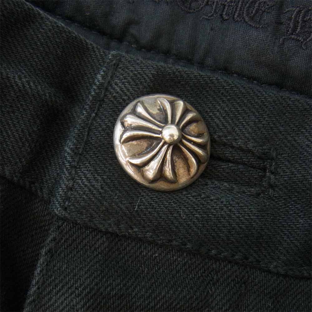 CHROME HEARTS クロムハーツ（原本無） ホースシュー ボタン ストレート デニム パンツ ブラック系 34【中古】