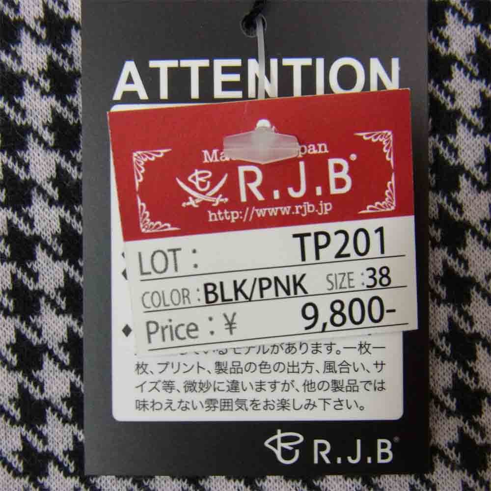 R.J.B アールジェイビー TP201  Hounds Tooth Tank Top 千鳥柄 タンクトップ ブラック ブラック系 38【新古品】【未使用】【中古】