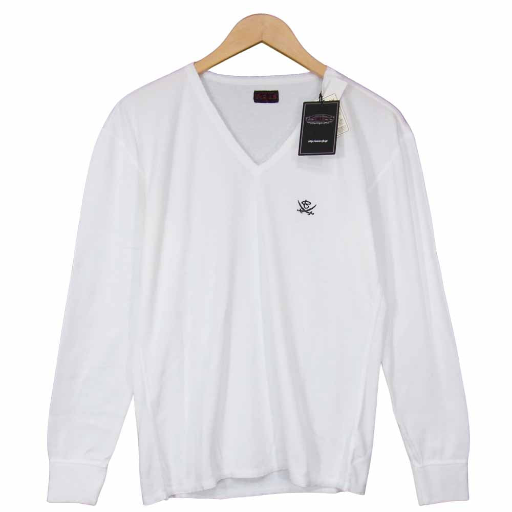 R.J.B アールジェイビー TV301L V-NECK FRAISE L/S ロングスリーブ Tシャツ ホワイト系 40【極上美品】【中古】